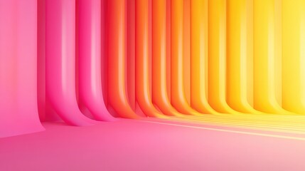 Poster - Pink and yellow gradient wall in an abstract 3D rendering