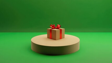 Aufkleber - Winners pedestal with a gift on a green screen isolated 3D illustration of an object