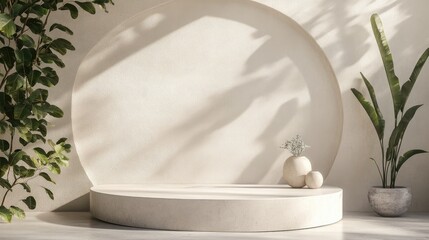 Fototapete - Minimalist Modern Podium for Product Display Showcase 3D Rendering