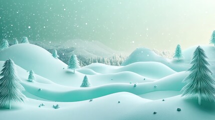 Poster - Abstract 3D composition featuring a winter themed backdrop suitable for product presentation with a green color scheme