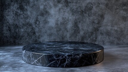 Poster - 3D rendering of a dark marble podium