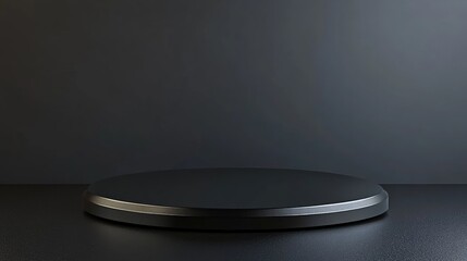 Aufkleber - Black podium on a dark background for showcasing cosmetic products pedestal or platform backdrop 3D render