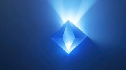 Poster - Illuminated blue rhombus with a mock up placed against a background 3D rendering