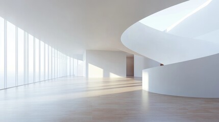 Poster - Abstract modern architectural background with an expansive empty interior space 3D rendering