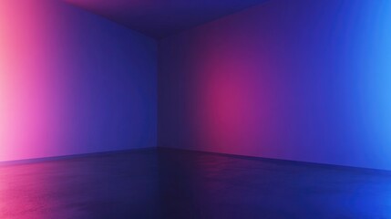 Poster - Abstract gradient background in blue and purple hues featuring an empty dark studio space 3D rendering