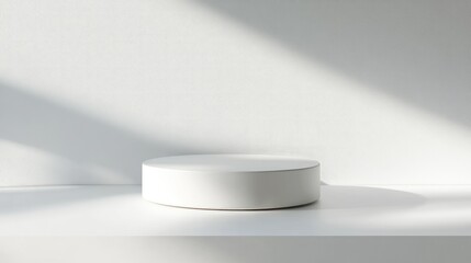 Aufkleber - Empty podium or pedestal on a white background featuring a cylindrical display Blank product shelf backdrop 3D rendering
