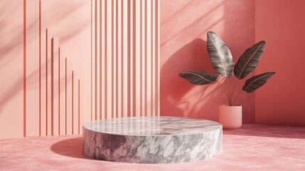 Aufkleber - Abstract podium mock up for product display featuring a minimalistic design and geometric backdrop 3D rendering