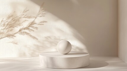 Poster - Minimalist abstract background featuring a pedestal in 3D illustration and rendering