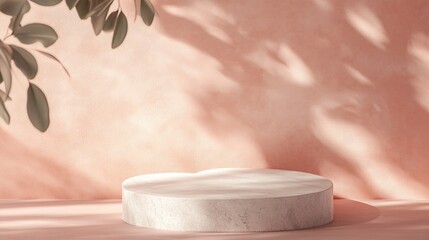 Poster - Minimal heart shaped background mockup featuring a pedestal scene for product presentation 3D rendering