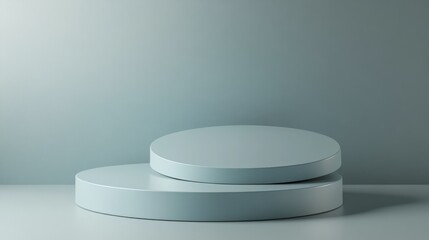 Poster - Pastel blue podium stand in 3D Modern pedestal platform for product display and showcase 3D rendering