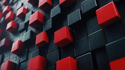 Aufkleber - Abstract background featuring 3D rendered red and black cubes