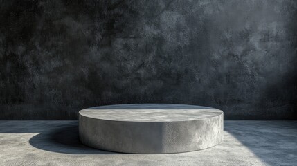Poster - 3D rendering of an empty concrete texture podium for product display template in a landscape layout