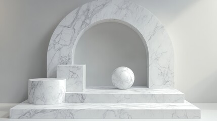 Poster - White marble product display 3D rendering