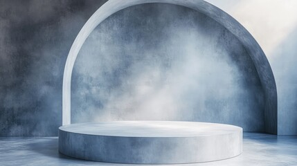 Poster - Abstract background featuring a podium and wall design created through 3D illustration and rendering