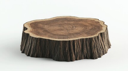 Poster - 3D render of an isolated tree trunk cut on a white background