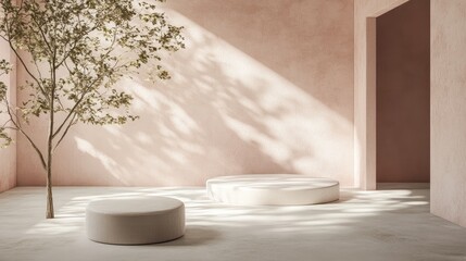 Poster - Product display in a minimalist pink studio environment 3D rendering