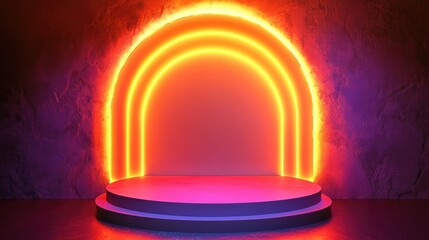Poster - 3D rendering of a vibrant studio podium backdrop ideal for product promotion and presentation showcase