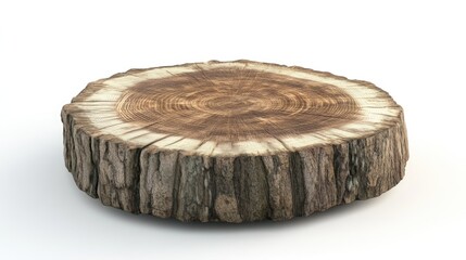 Poster - 3D render of an isolated tree trunk cut on a white background