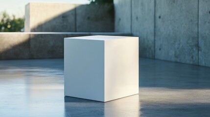 Aufkleber - Blank White Cube Display in 3D Render