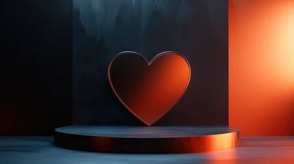 Aufkleber - Abstract minimalistic background for product showcase featuring a heart shaped podium 3D rendering of a blank display for showcasing products