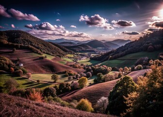 Wall Mural - Captivating Landscape Photography Showcasing Natural Beauty and Serenity in a Tranquil Setting with Lush Greenery and Majestic Mountains in the Background