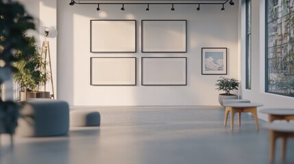 Poster - Empty frames displayed in a showroom 3D rendering