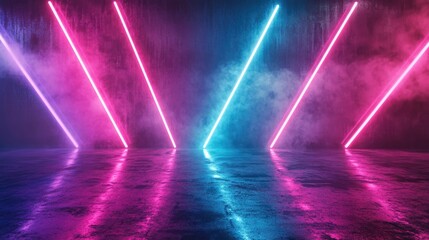 Aufkleber - Abstract glowing neon lines in vibrant colors Futuristic laser background 3D rendering