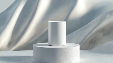 Aufkleber - White cylinder with an abstract modern background 3D model mockup 3D illustration