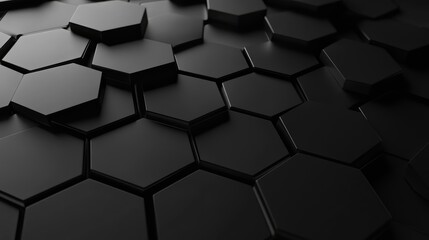 Aufkleber - Futuristic hexagonal black abstract display 3D rendering