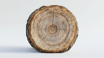 Poster - 3D render of an isolated tree trunk cut on a white background