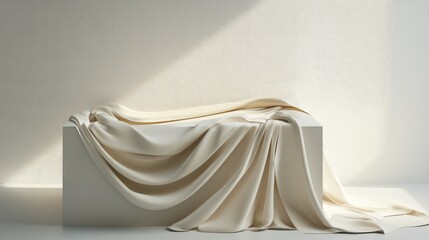 Poster - Box draped with fabric 3D rendering Minimalist concept