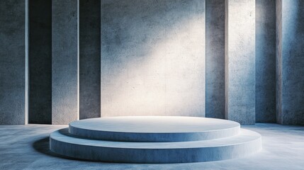 Poster - 3D rendering of a circular platform in a vacant space Digital computer graphic