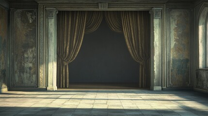 Aufkleber - An empty stage within a room rendered in 3D Digital illustration