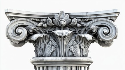 Aufkleber - 3D illustration of a Corinthian column capital on a white background