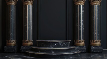 Poster - Elegant luxury pedestal background 3D illustration and rendering