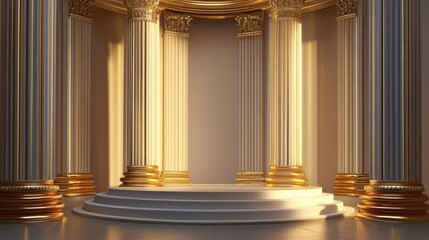 Poster - Elegant luxury pedestal backdrop 3D illustration 3D rendering