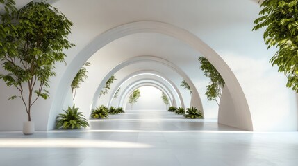 Aufkleber - Arched interior architecture background in 3D render