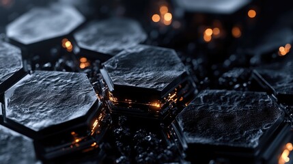 Aufkleber - Futuristic hexagonal black abstract display 3D rendering
