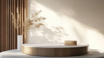 Fototapete - Minimalist Modern Podium for Product Display Showcase 3D Rendering