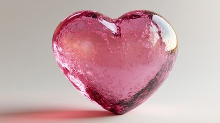 Poster - 3D rendering of a pink heart shape for Valentine s Day