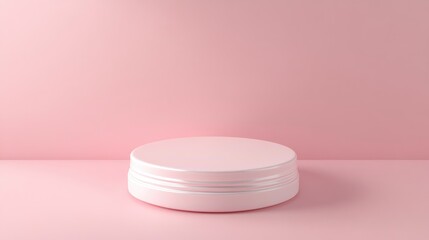 Poster - 3D rendered circular podium for product display on a pink background ideal for beauty and fashion design concepts 3D pedestal suitable for cosmetic mockup illustrations
