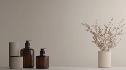Poster - Brown product display in a white studio setting featuring a minimalistic design 3D render