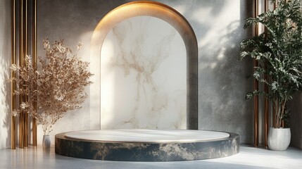 Poster - 3D rendering of a luxurious podium display for product promotion and sales