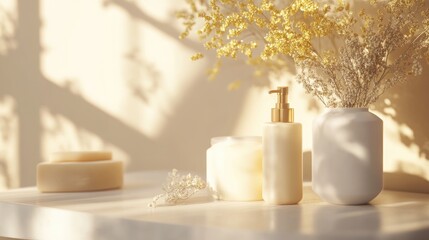 Poster - 3D render of empty skincare cosmetic packaging for mockups Concept for beauty soap and spa products Moisturizing lotion for skin wellness High end and elegant design for branding