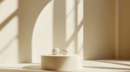 Aufkleber - Elegant abstract background featuring minimalist elements on a pedestal presented through 3D illustration and rendering