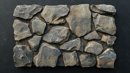 Poster - Top view of a cobblestone texture on a display platform Stone structure 3D rendering Isolated on a dark background