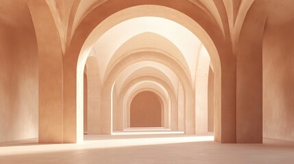 Aufkleber - Abstract architectural background featuring an arched interior in a 3D rendering