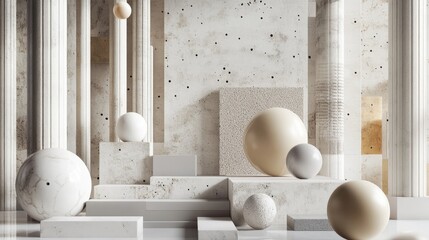 Poster - Industrial product display with abstract shapes in 3D rendering