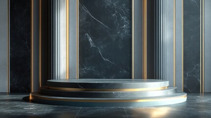 Poster - Elegant background featuring a pedestal and showcase 3D illustration 3D rendering