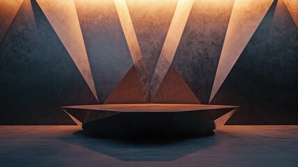 Fototapete - 3D rendering of an abstract geometric podium